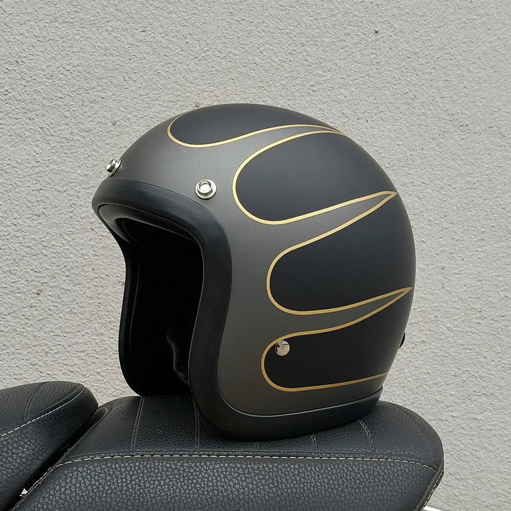FRP retro half motorcycle helmet in Cement Gray for electric motorcycle commuting