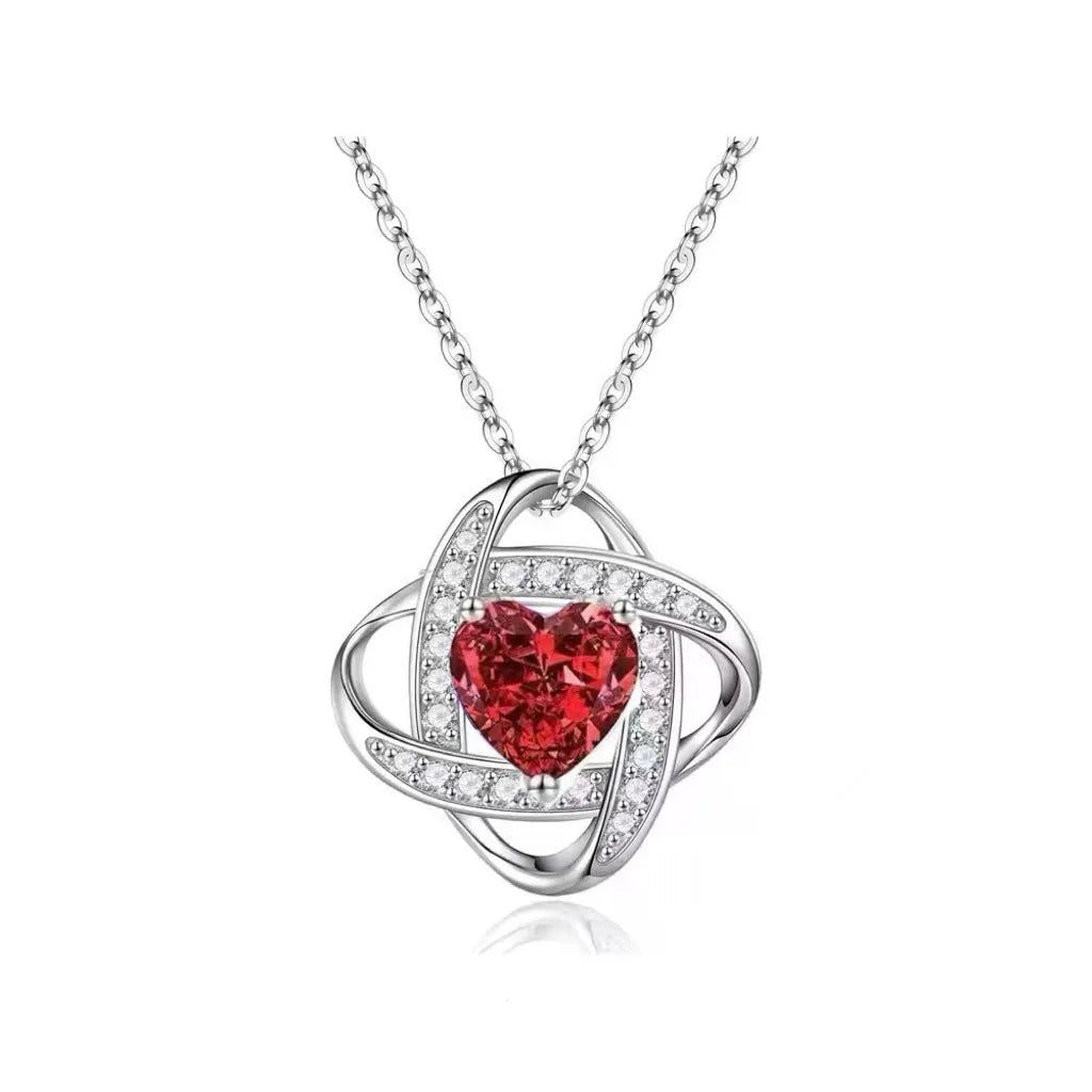 Copper heart necklace with electroplated gemstone colours on Tibetan silver plating