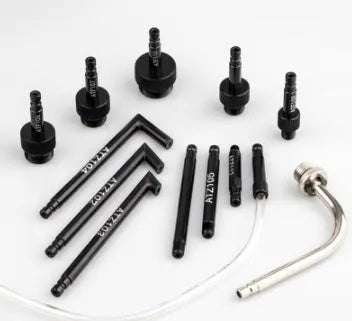 13-piece automatic transmission oil refuelling kit with pumping tool and multiple connectors