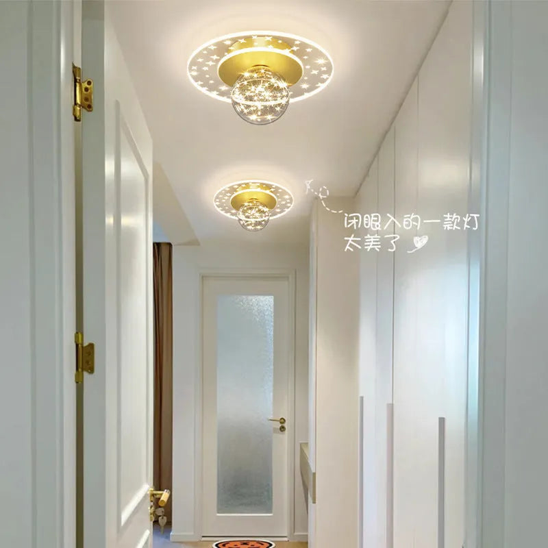 Modern ceiling corridor lamp in black gold or white with LED white light three colours infinite options