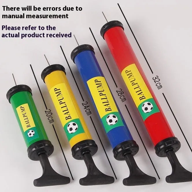 Mixed colour plastic manual pump for basketballs, footballs, volleyballs, and balloons