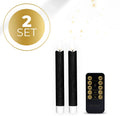 Black S2 3D Flame LED taper candle showing realistic flickering light effect.