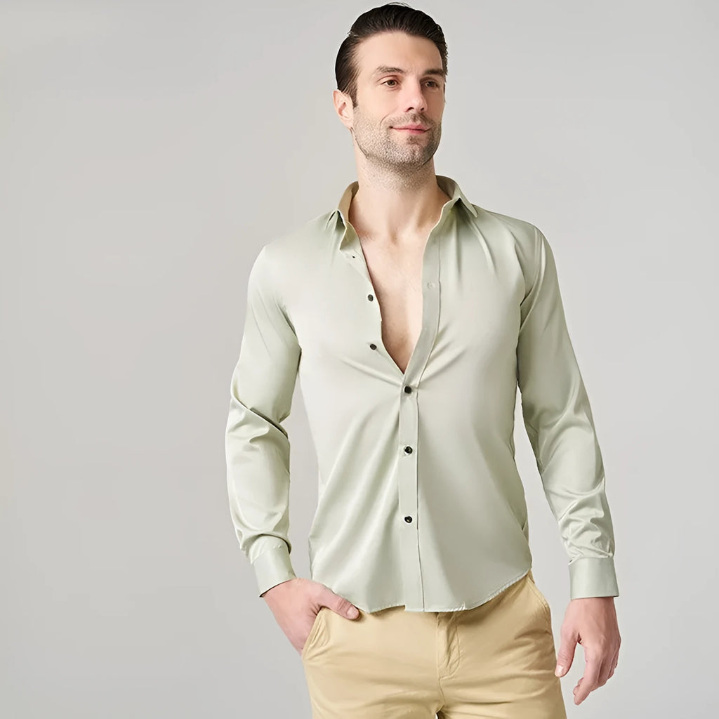 Men's long sleeve stretch work shirt in polyester, shown in a colour style from the available range.