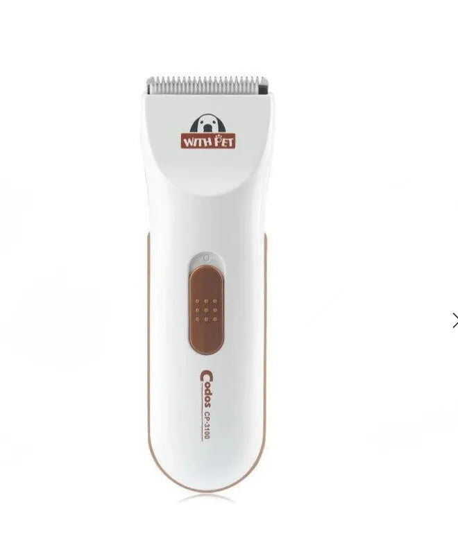 White electric pet hair clipper with ceramic blade for dogs and cats