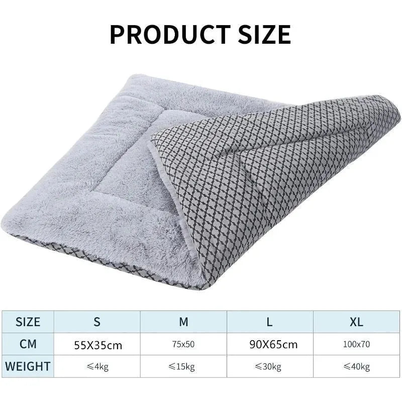 Washable plush dog bed mat and cat cushion in grey navy blue, grey, light grey, khaki, or khaki pink, sizes S M L