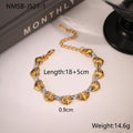 Women's hollowed-out heart bracelet in stainless steel with 18K gold plating showing geometric design