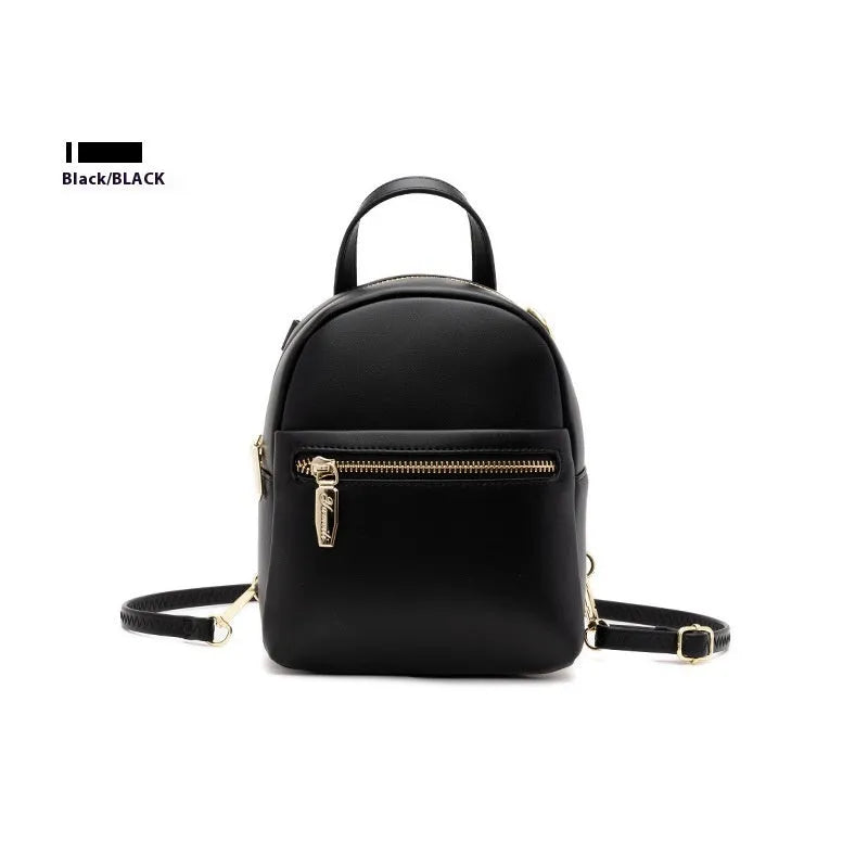 Soft PU mini backpack with large capacity and three-dimensional pocket in street trend style for daily matching