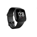 Black smart watch with heart rate monitoring on silicone wrist strap showing 1.4 inch screen
