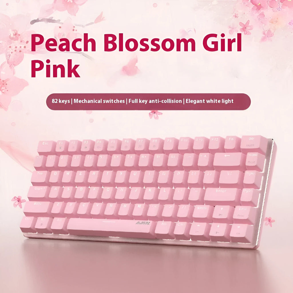 82-key mechanical gaming keyboard with white backlight and metal case
