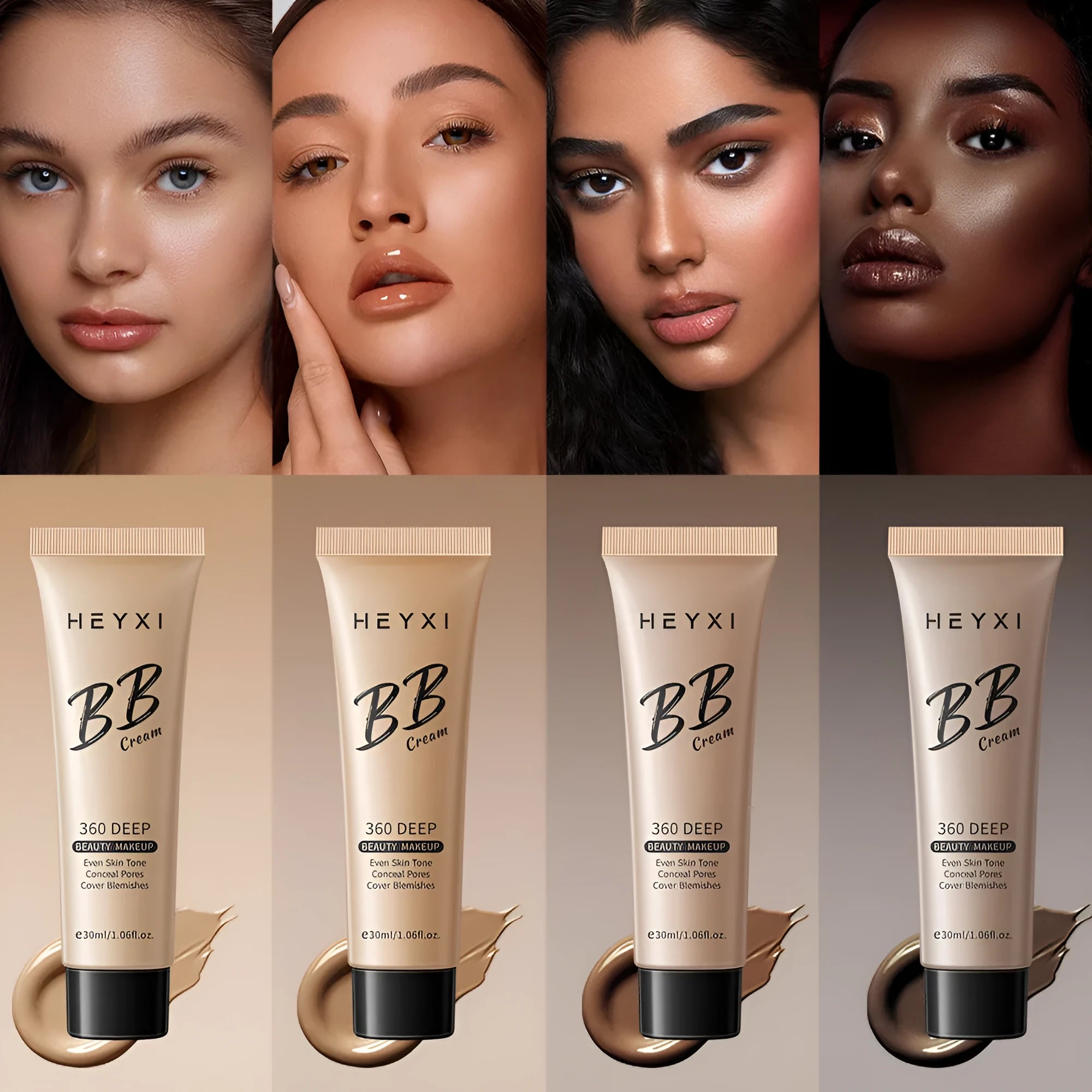 Waterproof sweat-proof BB cream in four shade options 01 02 03 04