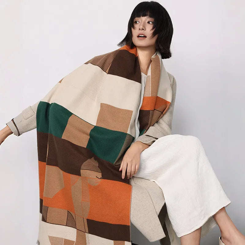 Imitation cashmere shawl scarf in a choice of colours, shown at its 185cm by 65cm size.