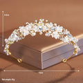 Gold or silver alloy women's crown headdress with pearl decoration for weddings and birthdays