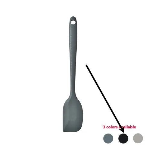 12-piece silicone kitchenware set with rotating storage bucket in black, including spatula, spoons and cooking utensils