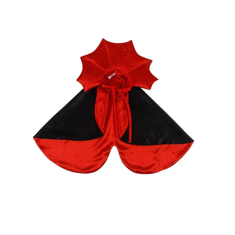 Black and red Halloween costume for cat or dog with European styling on pet mannequin