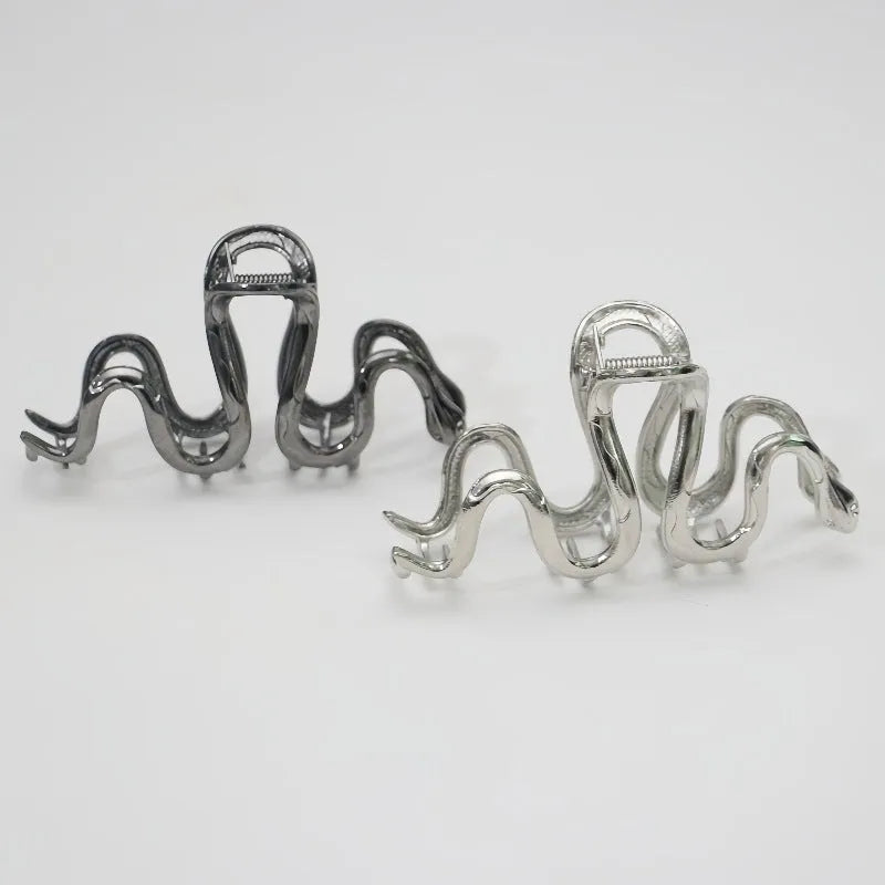 Slytherin serpentine snake metal hair clip barrettes 10.5cm silver gun black Harry Potter accessory
