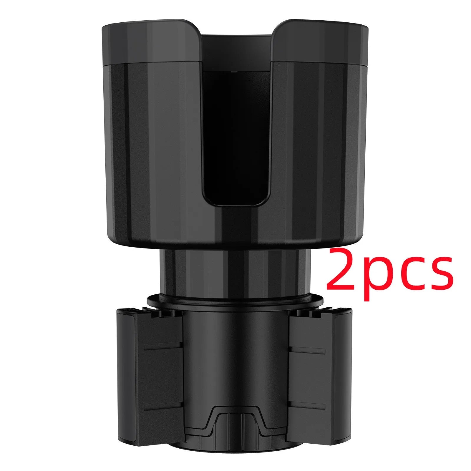 Matte black car cup holder expander with adjustable base for large bottles and cups