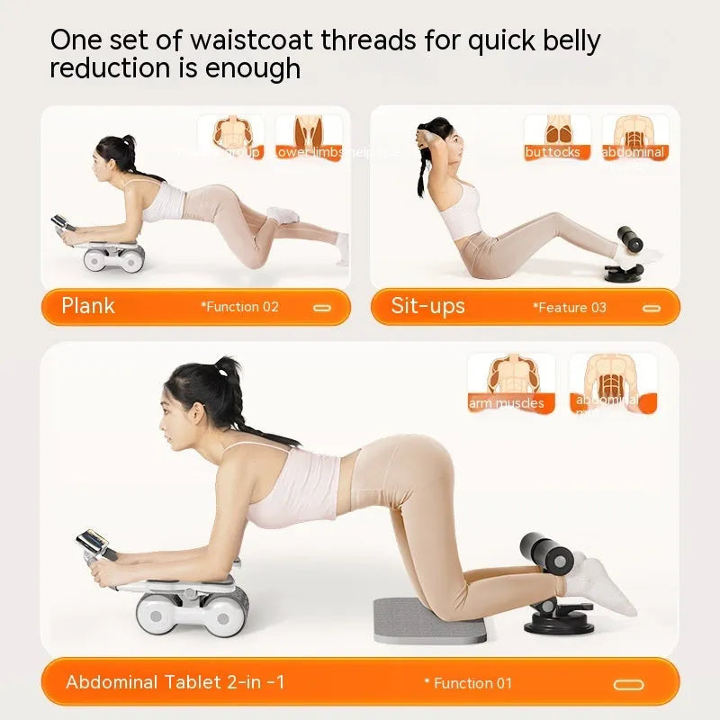 White timing counting fitness roller with LED screen for belly contracting and rolling exercises