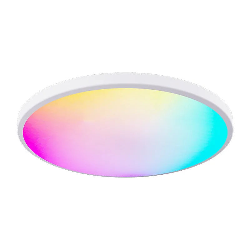 Black or white intelligent RGBCW Bluetooth ceiling lamp with remote control on a ceiling