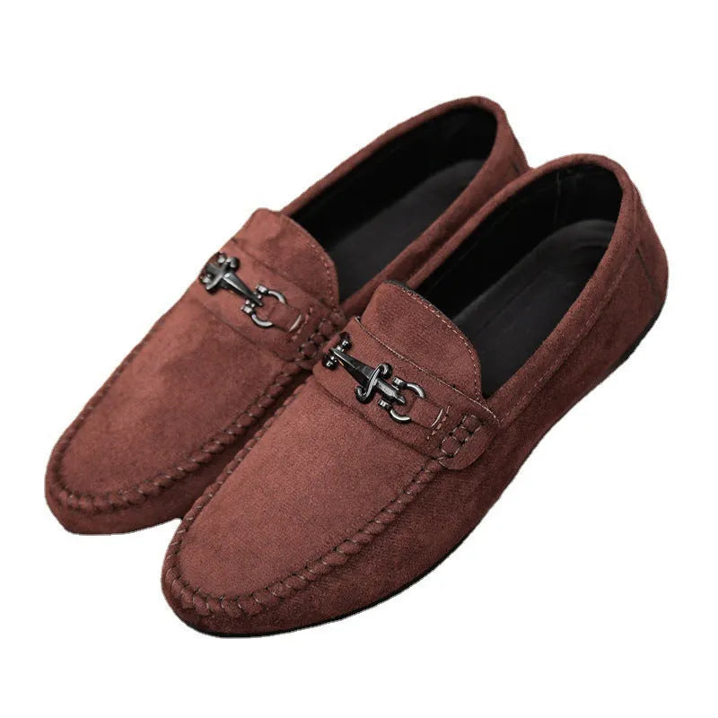 Men's waterproof slip-on loafers in artificial PU leather with rubber soles, available in black and brown colours