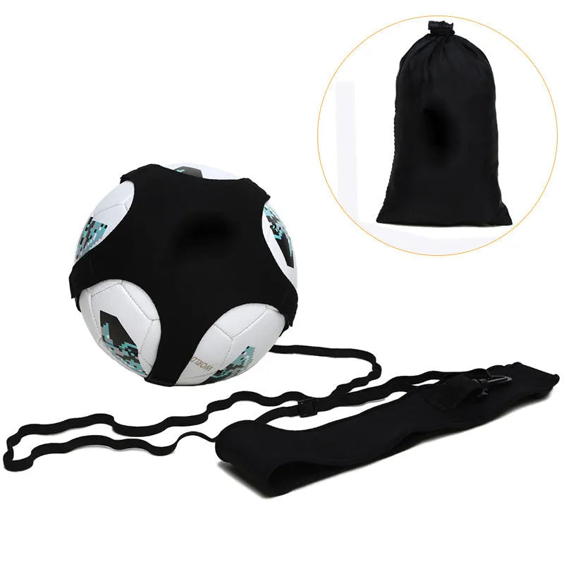 Black football juggling training belt with 2 metre length for solo practice drills