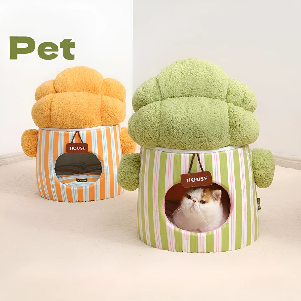 Cauliflower-shaped tree hole nest enclosed pet house for small dogs or cats