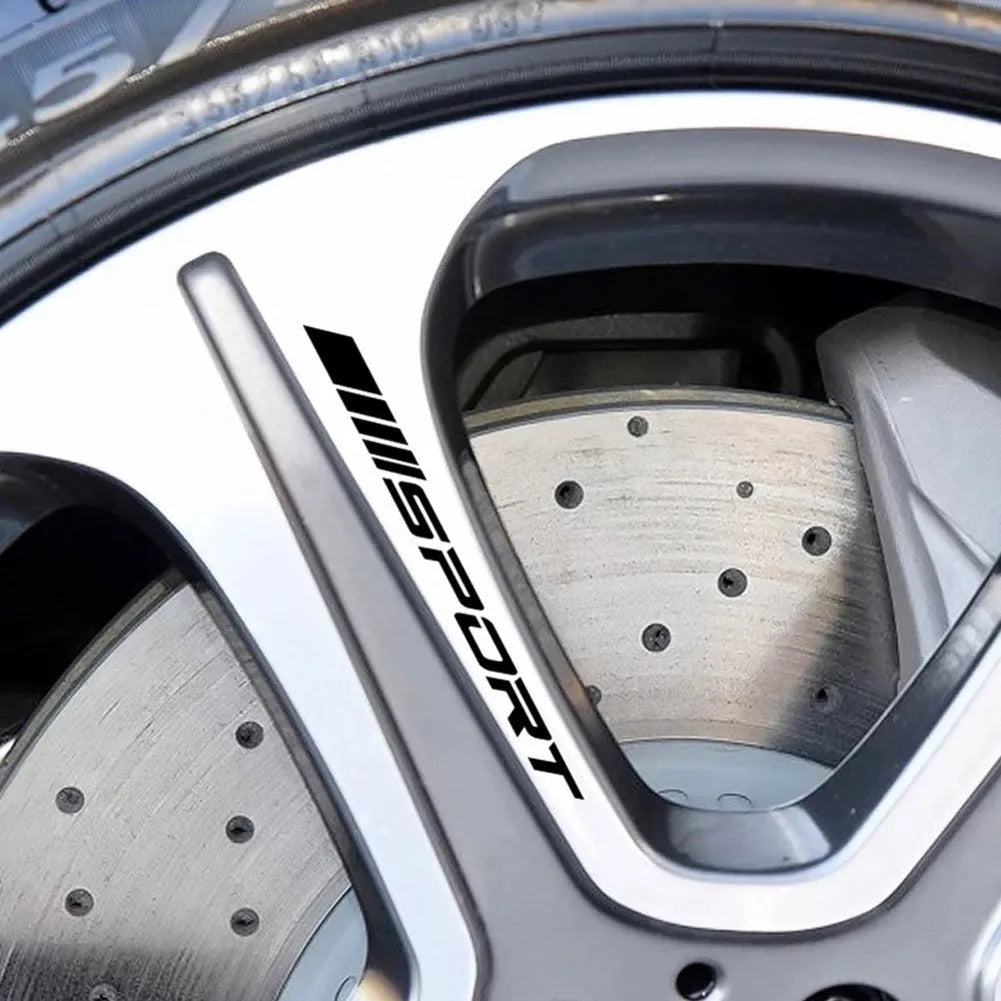 PET car rim stickers with hollow sports design for wheel and door handle decoration