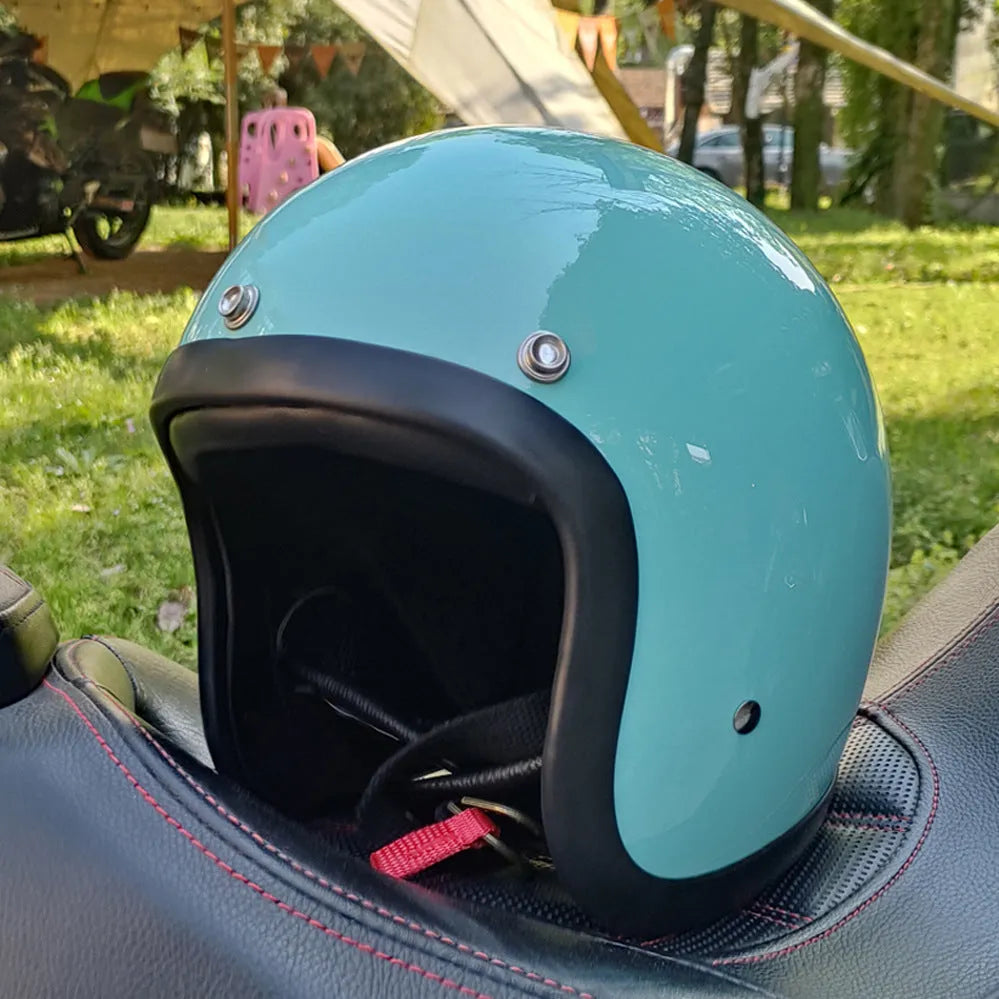 FRP retro half motorcycle helmet in Cement Gray for electric motorcycle commuting
