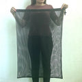 Black drawstring mesh storage bag for children's water ball toys and outdoor play equipment.