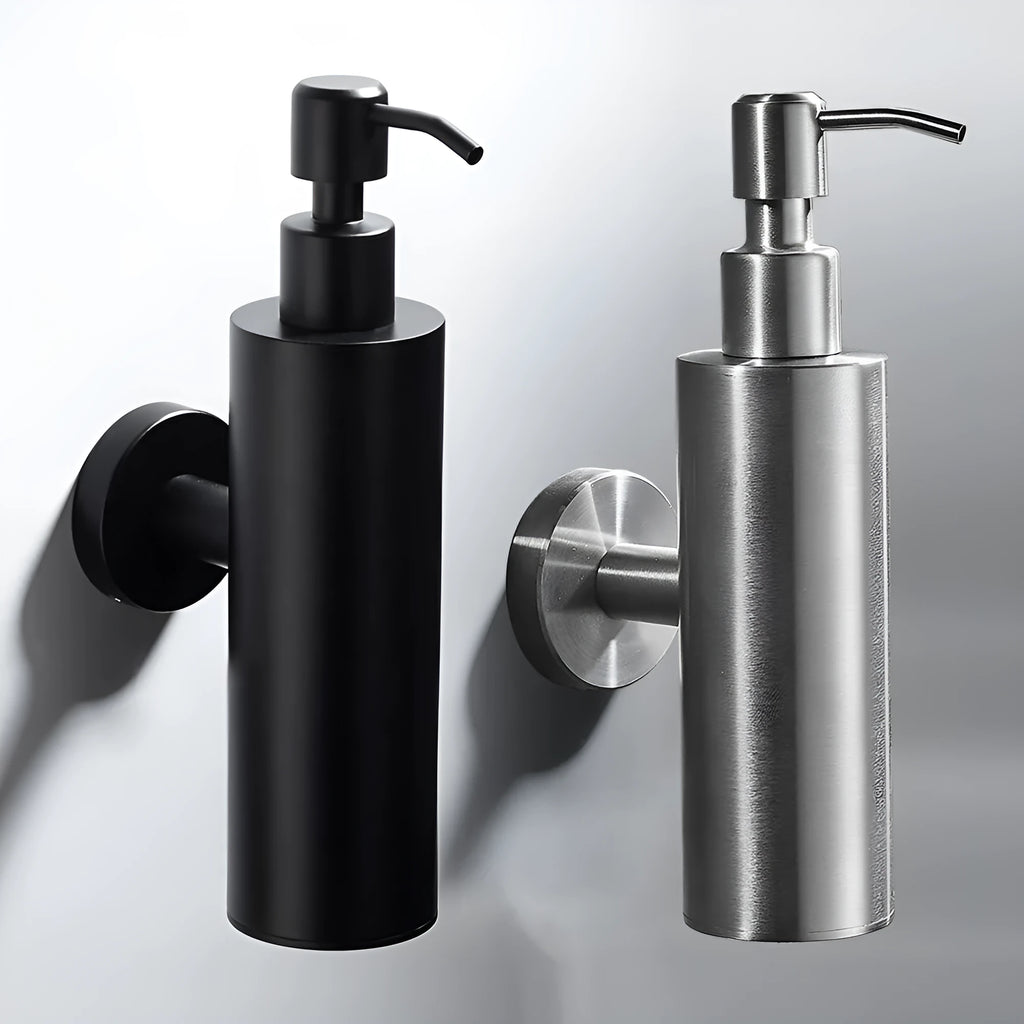 Stainless steel wall-mounted manual soap dispenser for commercial bathrooms