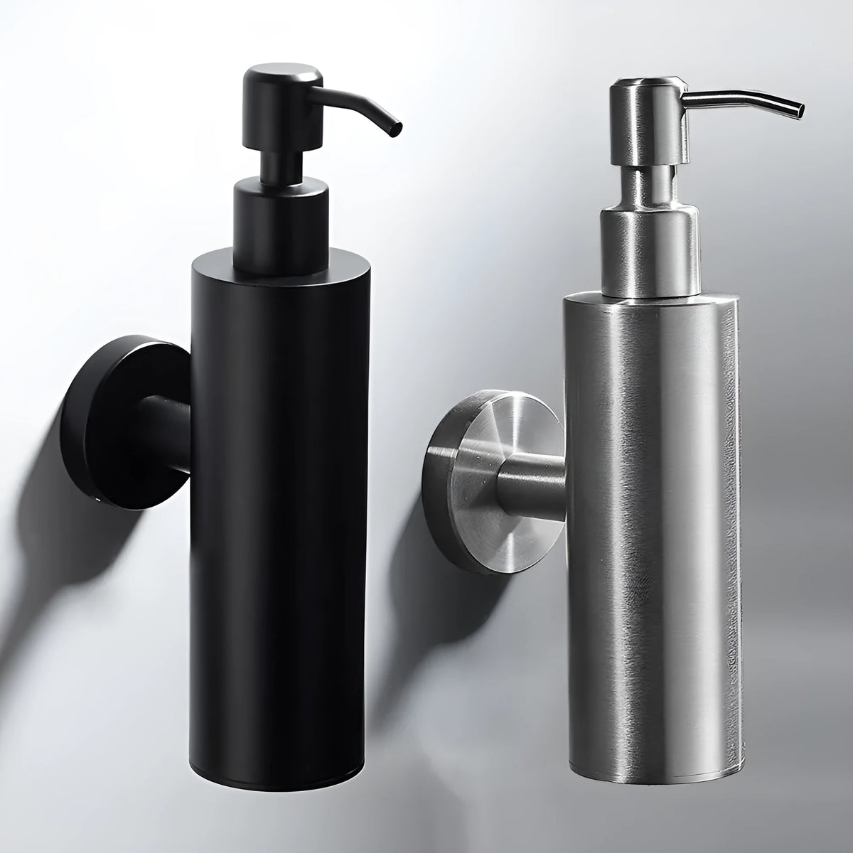 Stainless steel wall-mounted manual soap dispenser for commercial bathrooms