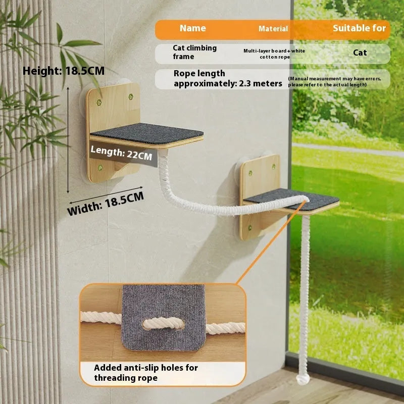 Space capsule suspended chamfer wall-mounted cat climbing frame with sisal scratching posts