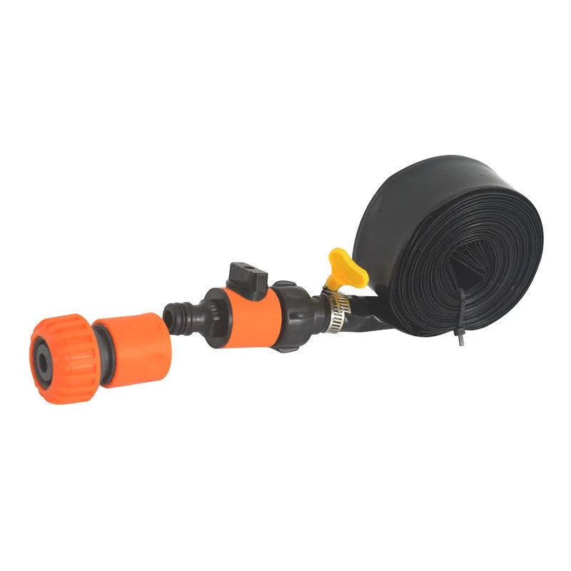 Blue portable garden sprinkler with solar water cooling and PVC construction
