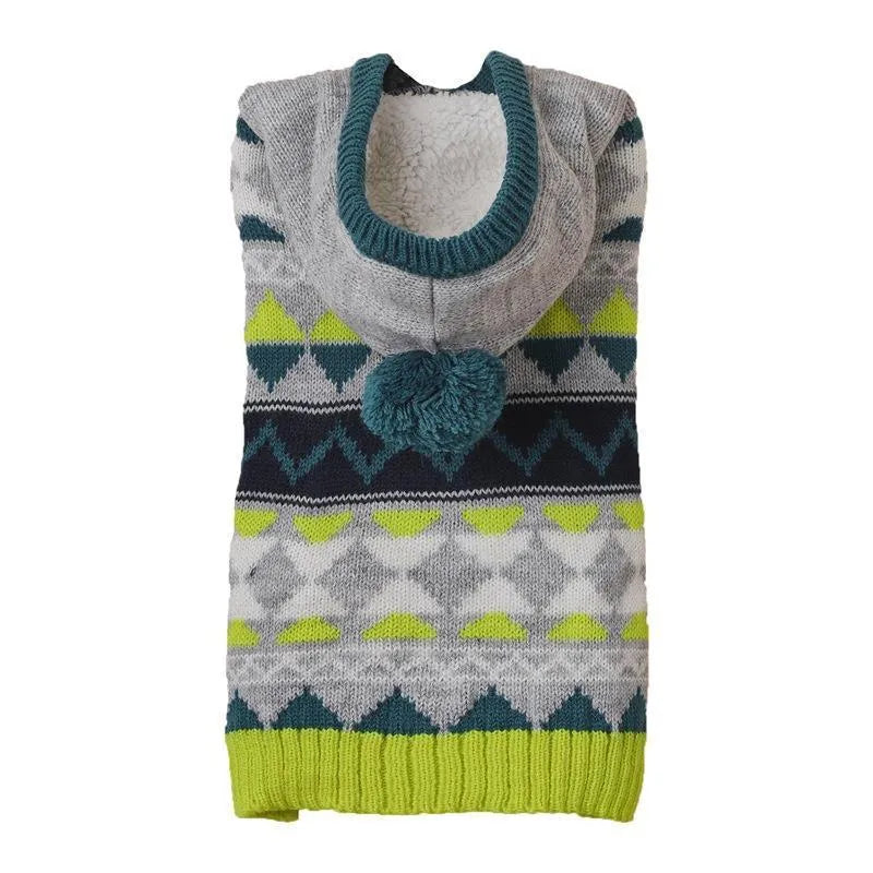 Diamond pattern acrylic pet sweater for dogs and cats in blue colour