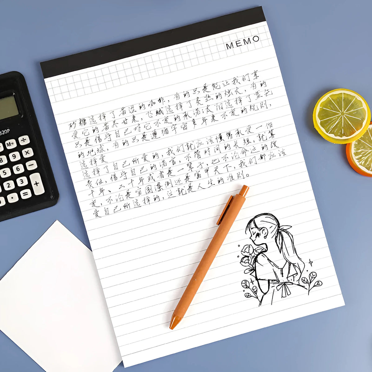A4 tearable notebook with grid-patterned pages for meeting minutes