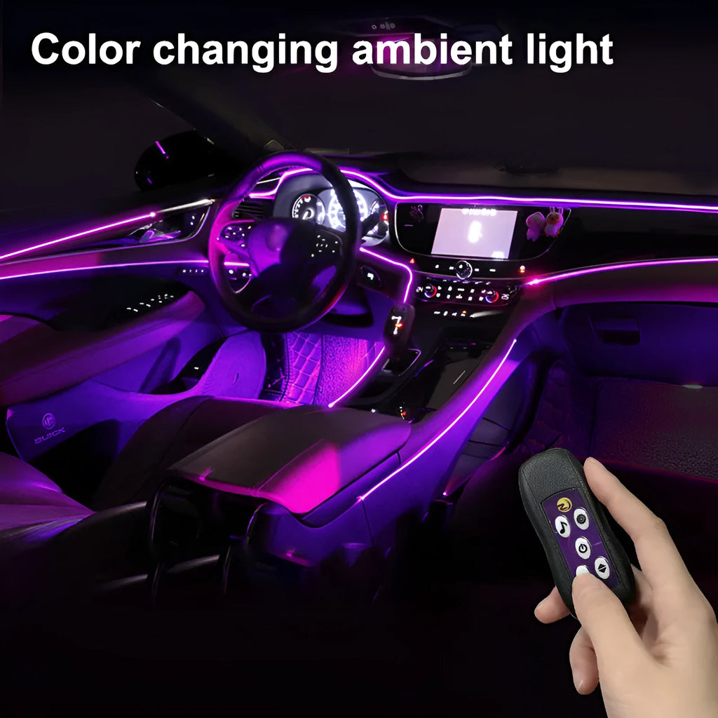 Flexible car LED ambient light kit with USB connector for dashboard installation