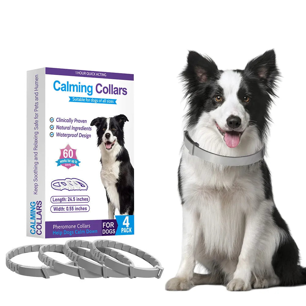 Chinese style monochrome pattern TPR dog anxiety collar in six colours, 62cm length