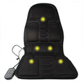 Black heating massage mat with infrared physiotherapy seat cushion and variable speed controls