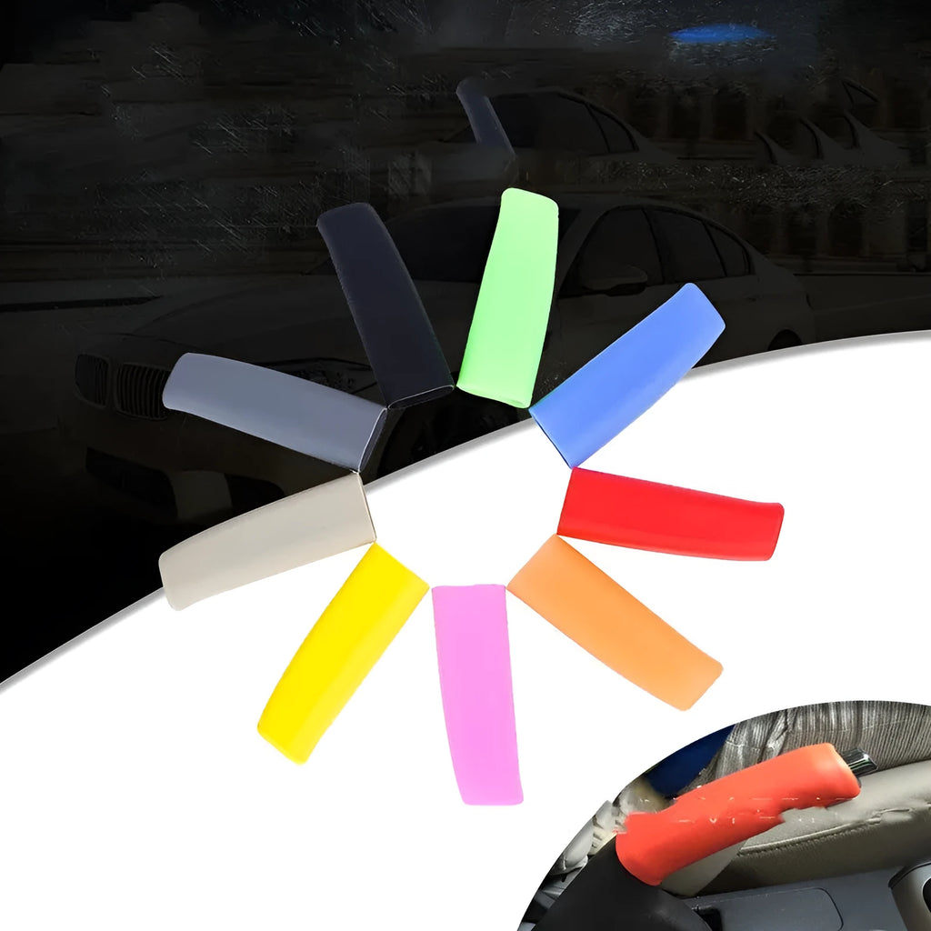Universal silicone handbrake sleeve in black, grey, beige, red, and blue colour options