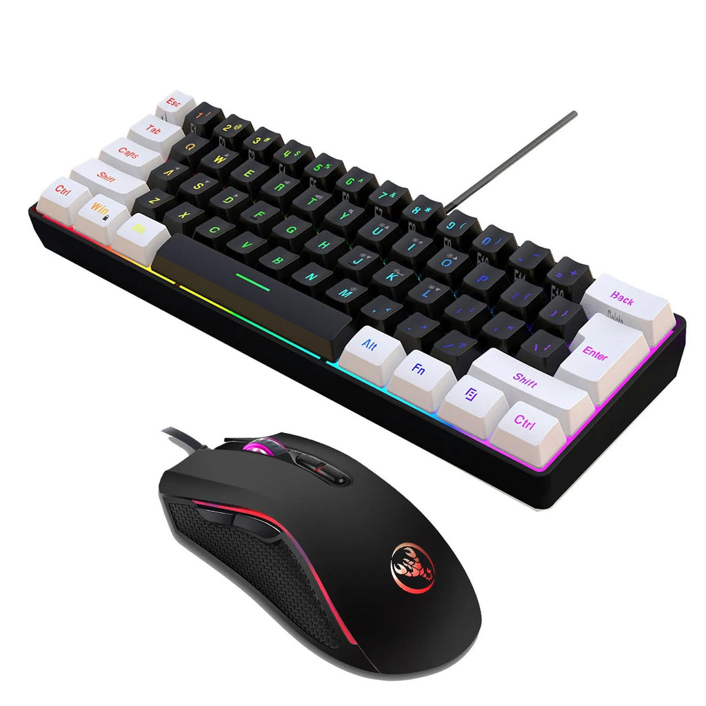White and black wireless gaming keyboard and mouse combo with colour backlight illumination