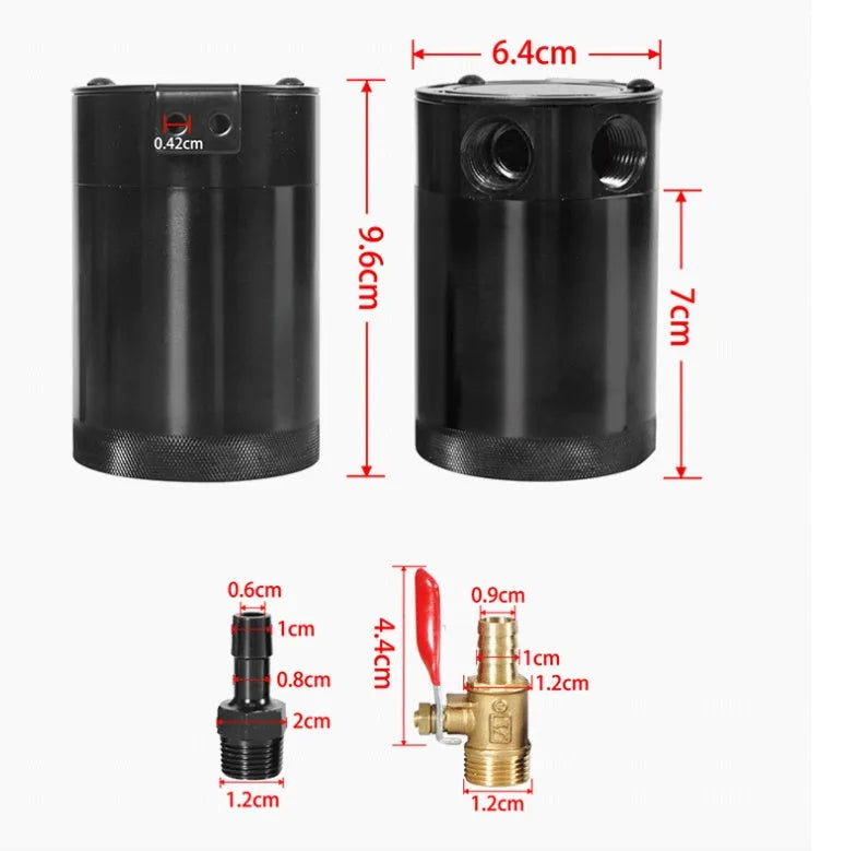 Black and silver aluminium automotive two-hole breathable machine oil pot with oil-free valve