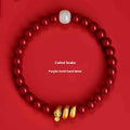 Handmade red cinnabar Snake zodiac bracelet with traditional Chinese animal motif