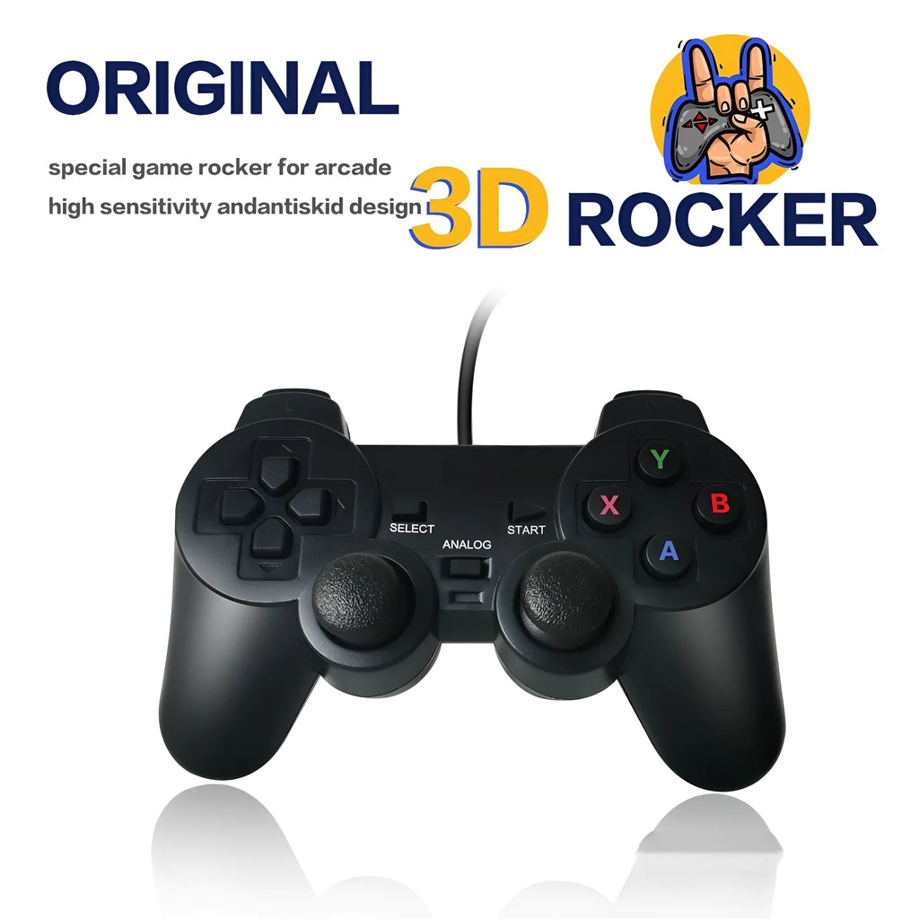 Super ConsoleX Xpropowky wired USB game controller in SNES and AC Original handle styles.