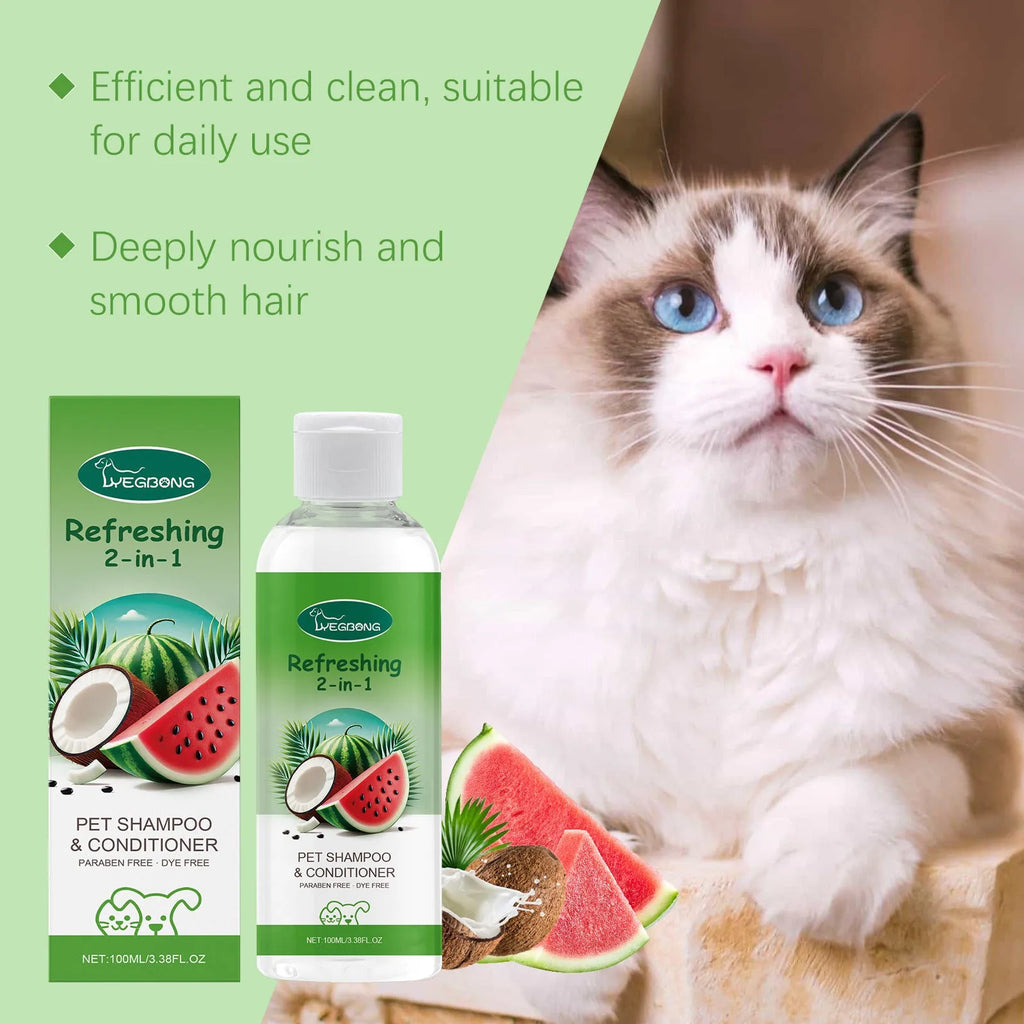 100ml pet 2-in-1 shampoo and fragrance shower gel bottle with natural watermelon and coconut extracts