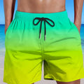Men's gradient colour 3D digital print sports shorts made from mesh cloth.
