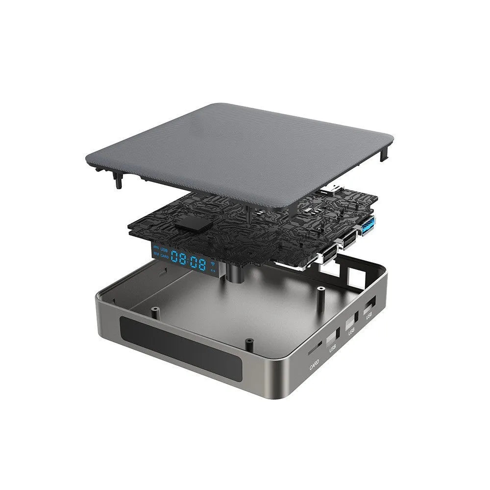 Bluetooth 8K Android TV set-top box with square 105mm design and remote control