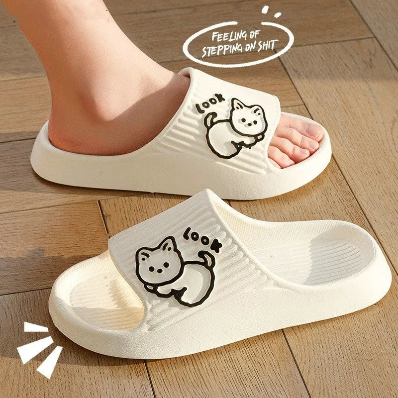 Women's EVA cat slippers with non-slip sole in multiple colours on a white background.
