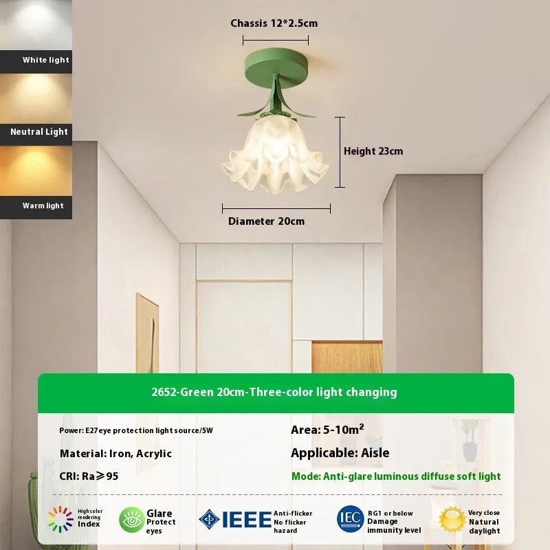 Cream coloured Linglan Flower design corridor aisle light with remote control for dimming functions