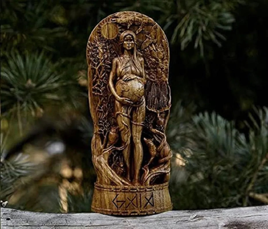 A tall, slender resin statue of a Greek Goddess on a stand, measuring 22 cm in height.