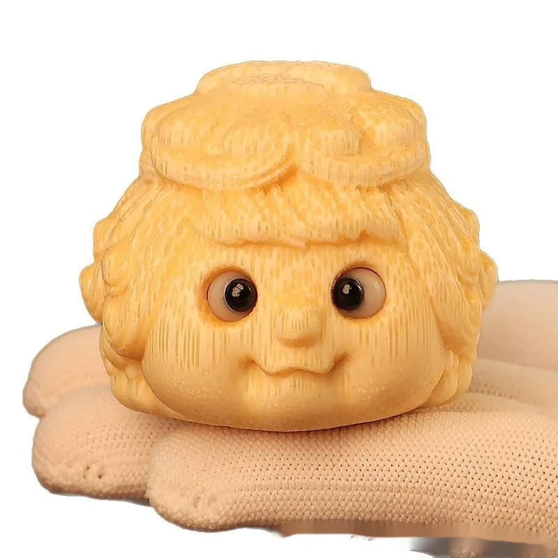 5cm solid bamboo carving golden toad princess ornament for home decoration