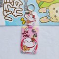 Lucky Cat cartoon style plastic certificate set with card sleeve and ferrule pendant